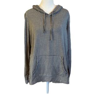 Weatherproof Vintage light-weight hoodie. Sz L. Black &white Buffalo plaid